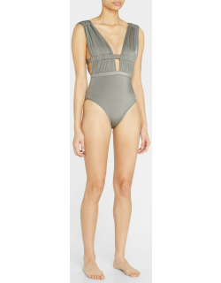Athena Plunging High-Cut One-Piece Swimsuit