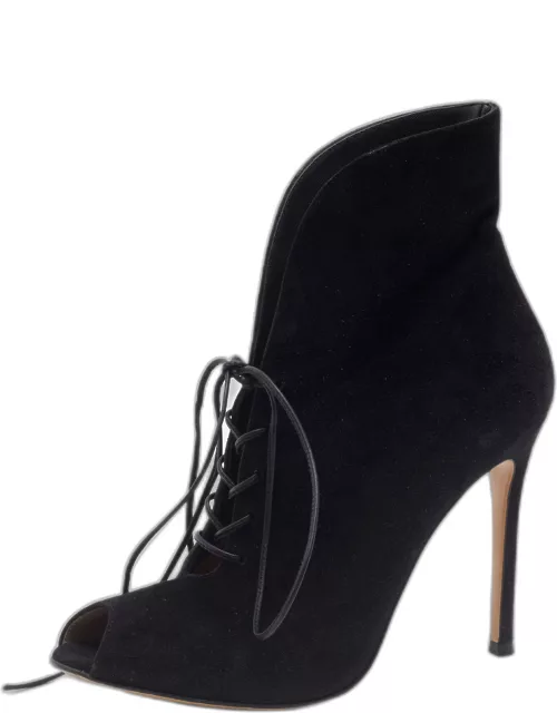 Gianvito Rossi Black Suede Jane Ankle Bootie