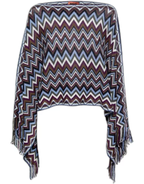 Missoni Multicolor Chevron Patterned Wool Poncho One