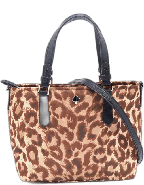 Kate Spade Brown/Black Animal Print Fabric and Leather Tote