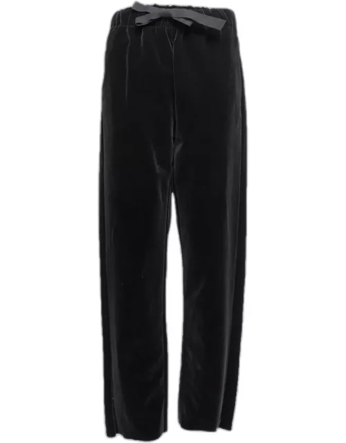 Maison Margiela MM6 Black Velvet Elasticized Waist Trousers