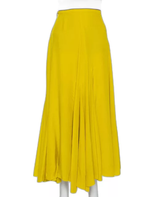 Haider Ackermann Mustard Yellow Silk Flared Maxi Skirt