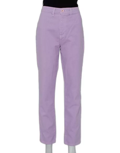STAUD Lilac Denim Contrast Pocket Detail High Rise Jeans