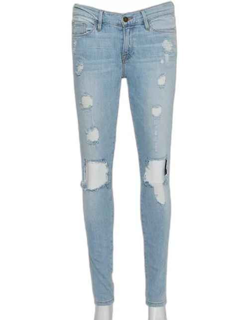 Frame Blue Faded Denim Skinny Destroyed Nowita Jeans