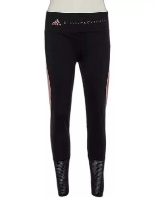 Stella McCartney x Adidas Black/Pink Perforated Knit Leggings