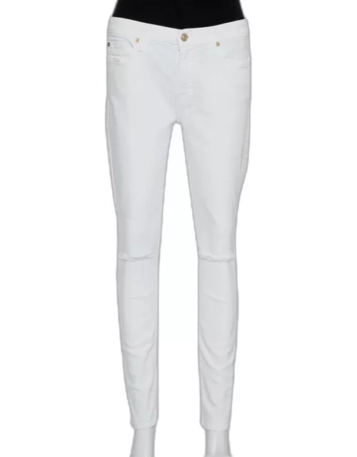 7forallmankind White Denim Skinny Ankle Length Jeans