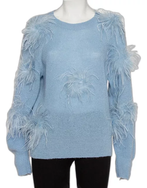 Stine Goya Blue Mohair Feather Detail Candice Sweater