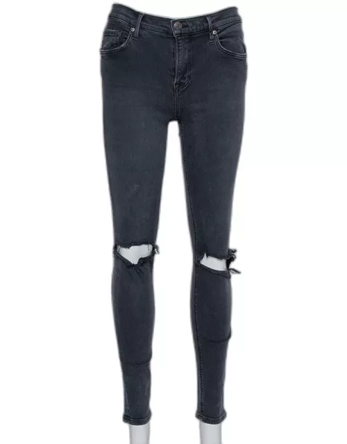 Grlfrnd Grey Denim Distressed Skinny Candice Jeans