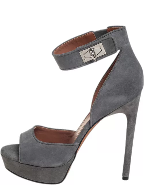 Givenchy Grey Suede Platform Ankle Strap Sandal