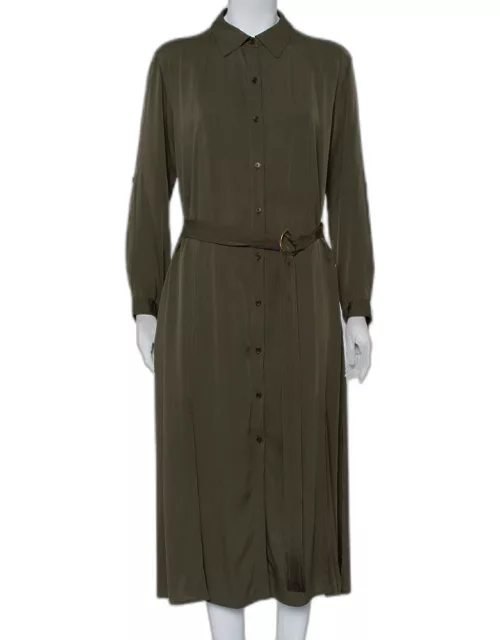 Diane Von Furstenberg Military Green Silk Belted Clarise Dress