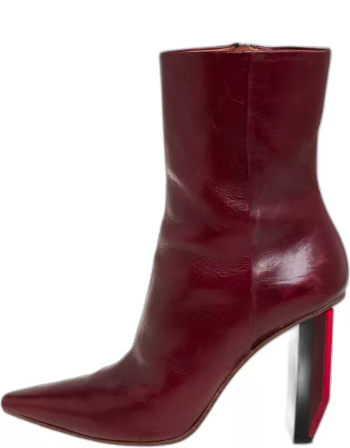 Vetements Burgundy Leather Reflector Ankle Boot