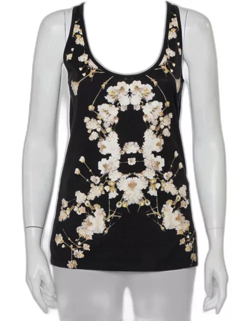 Givenchy Black Cotton Floral Printed Tank Top