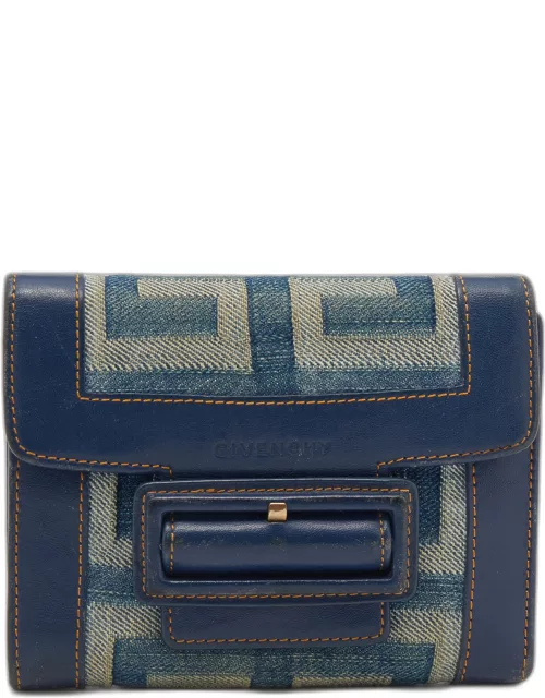 Givenchy Blue Denim an Leather Trifold Wallet