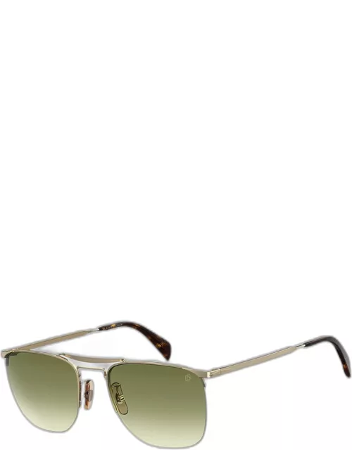 Men's Half-Rim Metal Gradient Square Sunglasse