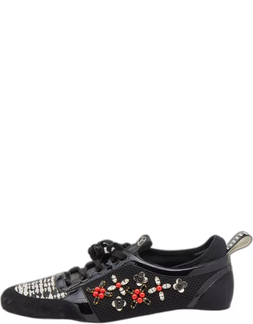 Louis Vuitton Black Suede and Mesh Heat Embellished Sneaker