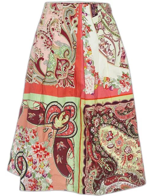 Etro Multicolor Paisley Print Poplin Midi Skirt