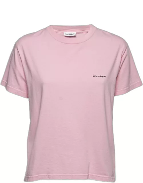 Balenciaga Pink Cotton Logo T-Shirt
