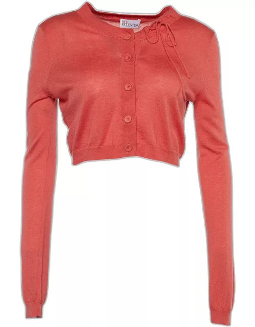 Red Valentino Coral Pink Knit Button Front Cardigan