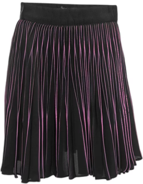 Dolce & Gabbana Black & Purple Crepe Pleated Skirt