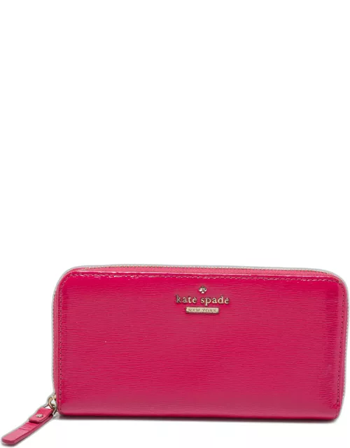Kate Spade Pink Patent Leather Zip Around Wallet