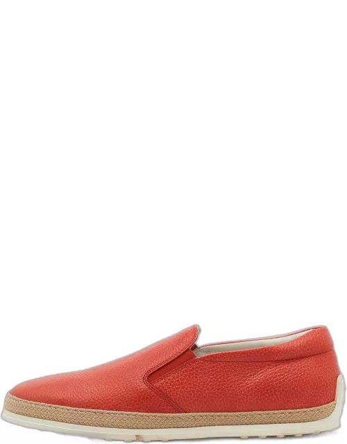 Tod's Orange Leather Classic Espadrille Slip On Sneaker