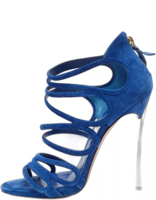 Casadei Blue Suede Strappy Sandal