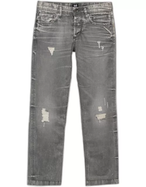 D & G Grey Distressed Denim Magic Jeans