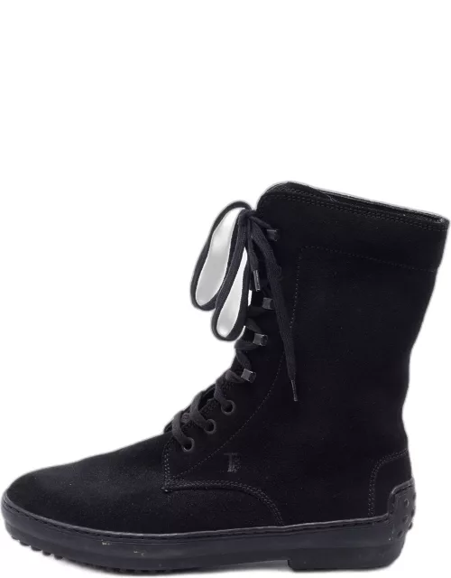 Tod's Black Suede Gommino Ankle Length Boot