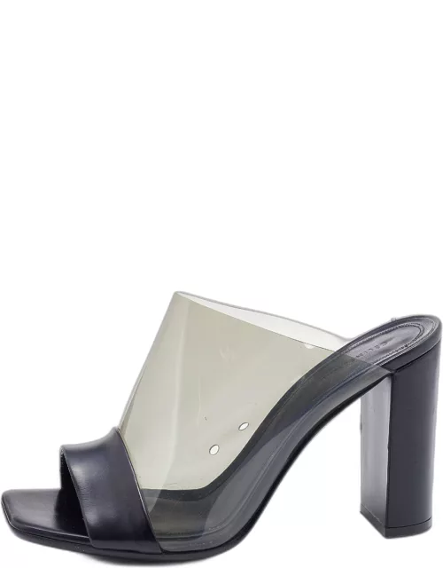 Celine Black Leather and PVC Slide Sandal