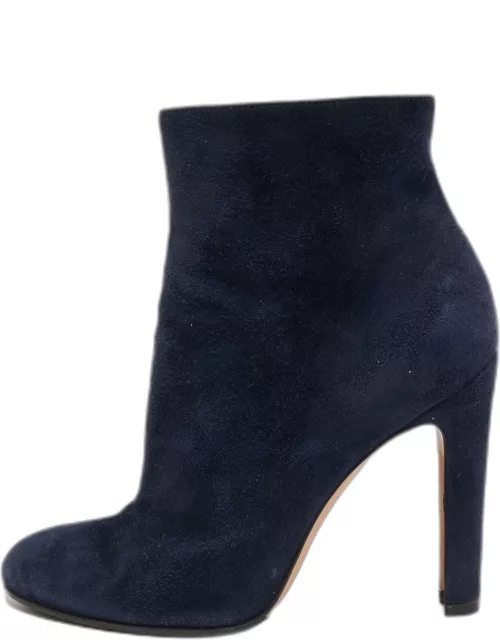 Gianvito Rossi Navy Blue Suede Ankle Bootie
