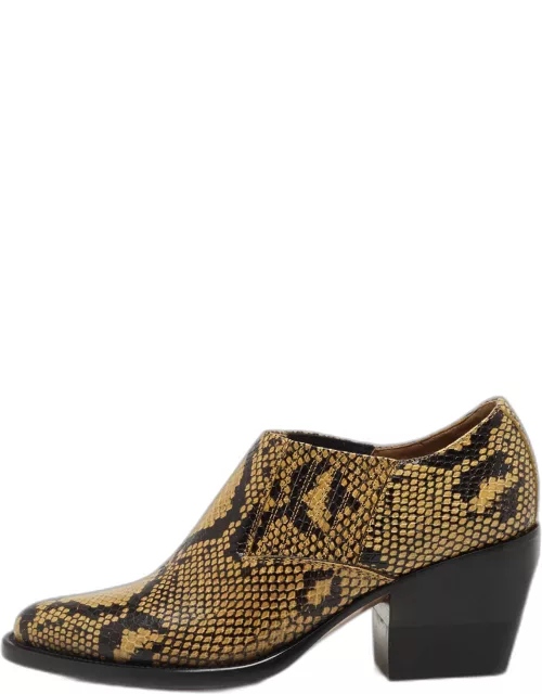 Chloe Yellow/Black Python Embossed Leather Rylee Ankle Boot