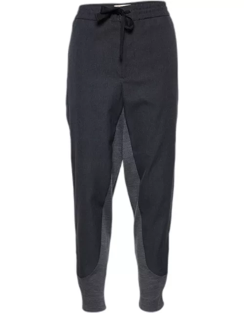 Marni Grey Wool Zipper Hem Paneled Trousers