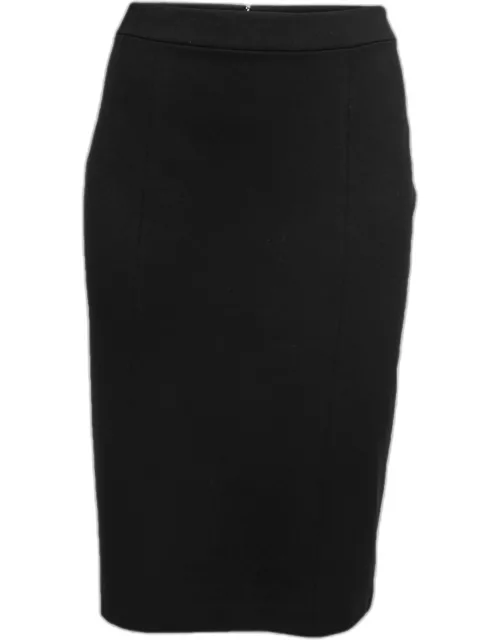 Armani Collezioni Black Stretch Knit Knee-Length Skirt