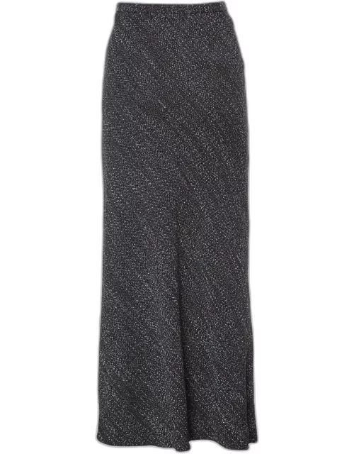 Max Mara Black Textured Wool Maxi Skirt
