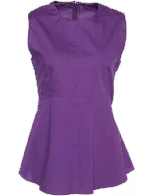 Marni Purple Cotton Sleeveless Peplum Top