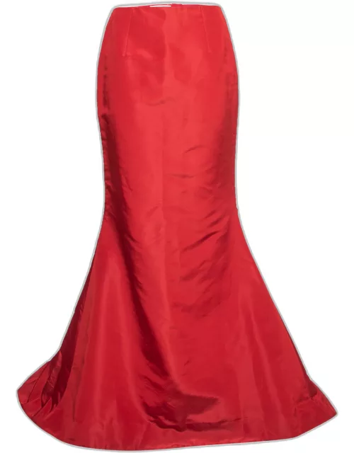 Oscar de la Renta Red Silk Faille Maxi Skirt