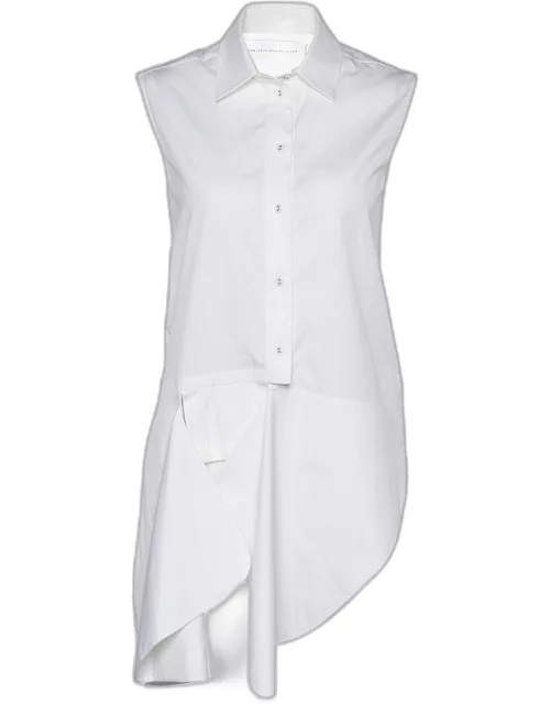 Victoria Victoria Beckham White Cotton Asymmetrical Hem Shirt