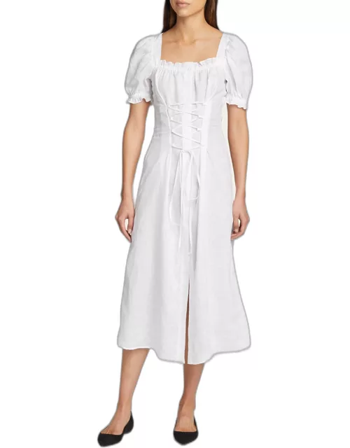Marquise Linen Lace-Up Dres