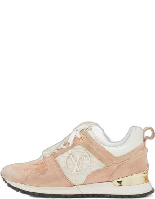 Louis Vuitton Beige/White Suede and Mesh Run Away Low Top Sneaker