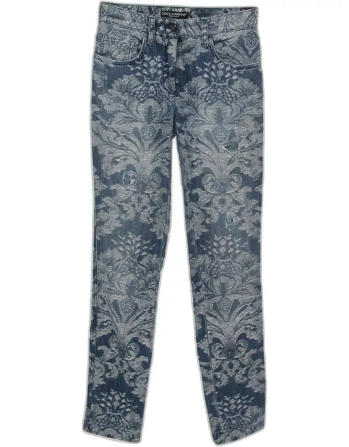 Dolce & Gabbana Blue Jacquard Denim Jeans XS Waist 24"