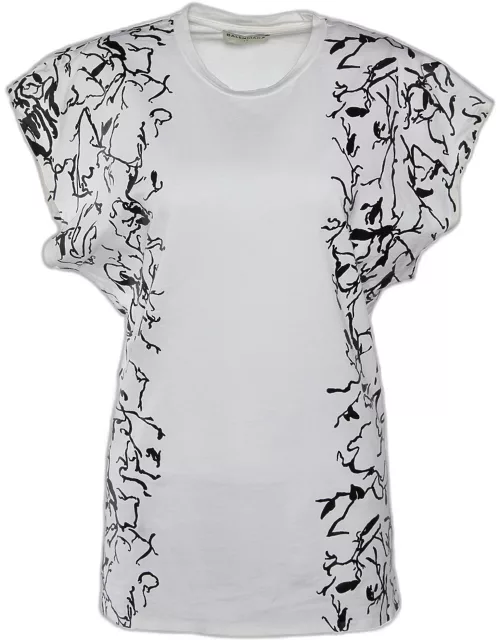 Balenciaga White Abstract Print Cotton Crew Neck T-Shirt