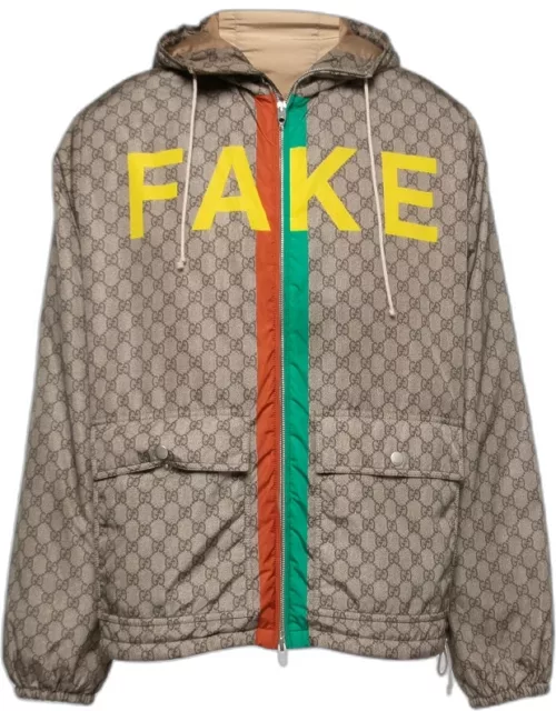 Gucci Beige GG Monogram Synthetic Fake Or Not Hooded Windbreaker Jacket