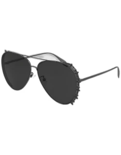 Metal Aviator Sunglasses with Stud