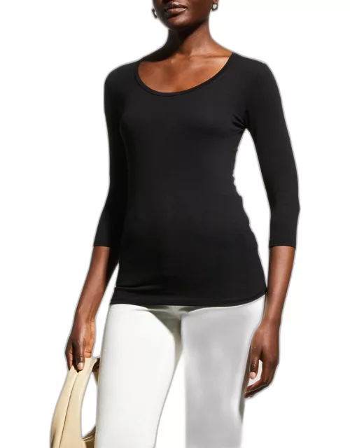 Soft Touch 3/4-Sleeve Scoop-Neck Tee