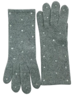 Jersey-Knit Cashmere Gloves with Crystal