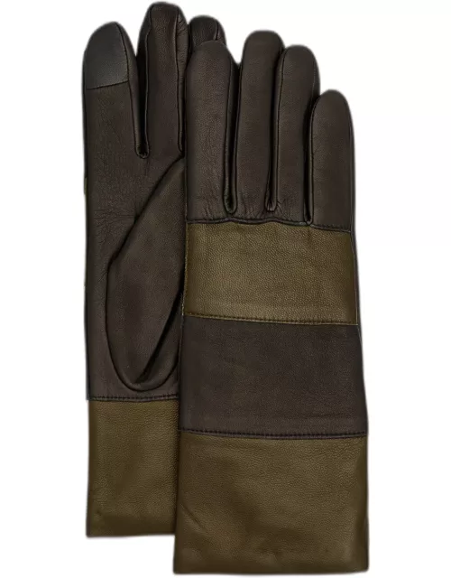 Bicolor Stripe Leather Glove