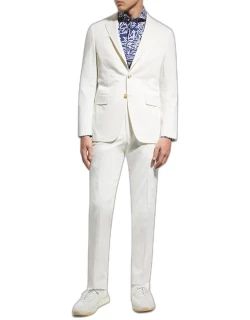 Men's Solid Stretch-Cotton Suit