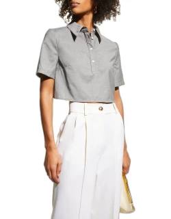Cropped Wool Collared Shirt