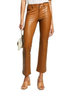 Claudine Faux Leather Flared Ankle Jean