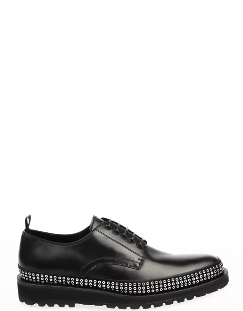Men's Plain-Toe Studded Leather Derby Shoe
